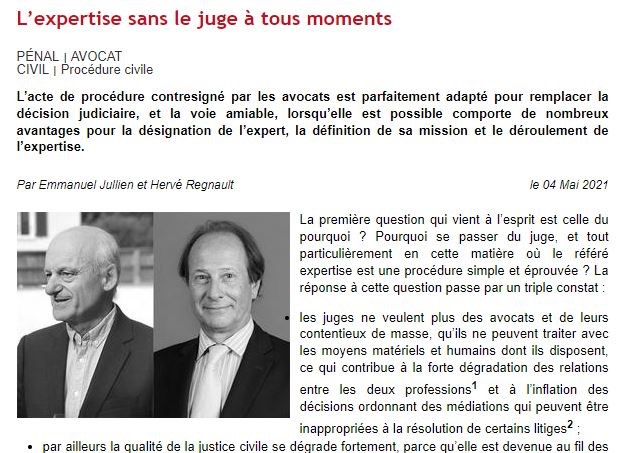 L'expertise sans le juge DALLOZ